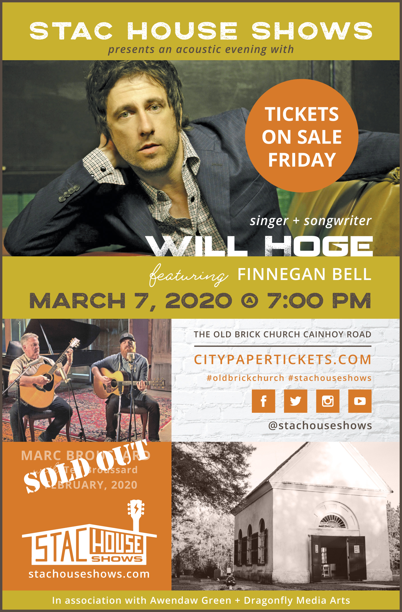 An Acoustic Evening With WILL HOGE Tickets The Old Brick Church